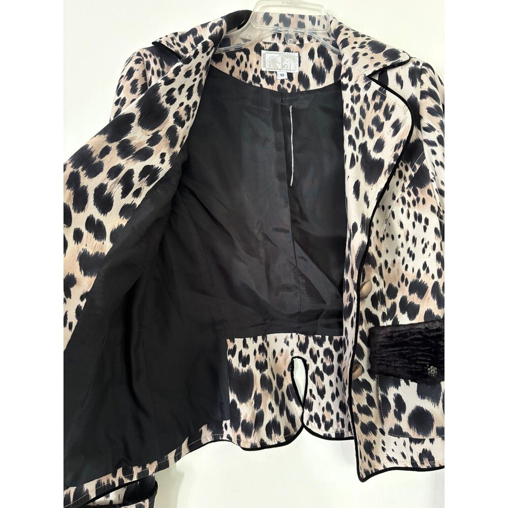 Alberto Makali Leopard Print Blazer Jacket 10 Vintage Animal Cheetah Print 90s - Picture 7 of 9